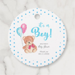 Etiquetas Para Recuerdos Es un niño Teddy Bear Baby Shower Cute Blue puntos