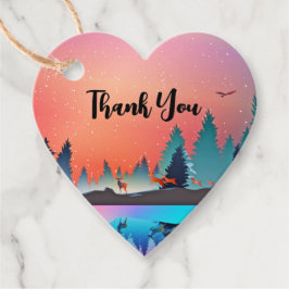 Etiquetas Para Recuerdos Escenario lago invernal con ciervo gracias