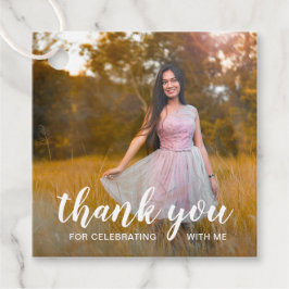 Etiquetas Para Recuerdos Escritura a mano blanca Gracias Graduación de foto