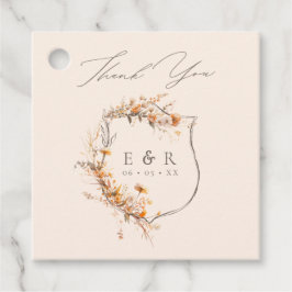 Etiquetas Para Recuerdos Escudo floral Monograma Boda otoño Gracias