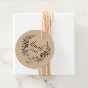 Etiquetas Para Recuerdos Escudo Jardín Rustic Kraft Boda Floral Gracias