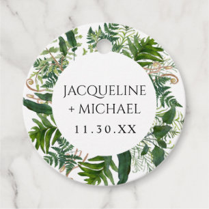 Etiquetas Para Recuerdos Esmeralda Foliage Watercolor Greenery Bridal