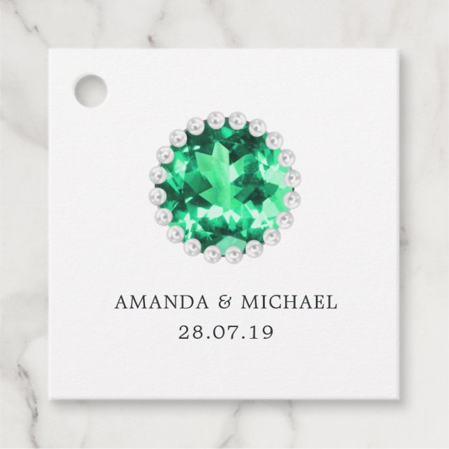Etiquetas Para Recuerdos Esmeralda y Perlas (Anverso)