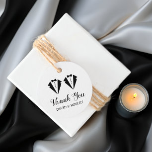 Etiquetas Para Recuerdos Esmoquin negro y blanco dos novios boda gay