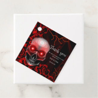 Etiquetas Para Recuerdos Espantoso rojo floral oscuro moreno gótico cráneo