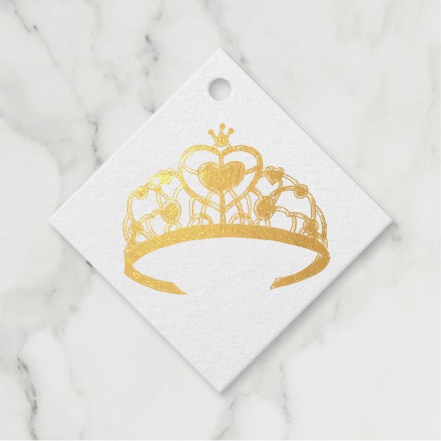 Etiquetas Para Recuerdos Espumosa princesa reina Tiara vestido corona (Anverso)