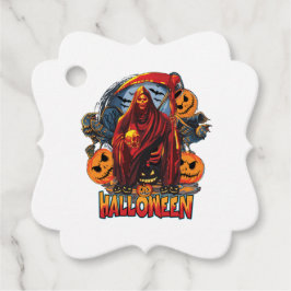 Etiquetas Para Recuerdos Esqueleto malvado de Halloween, Calabaza