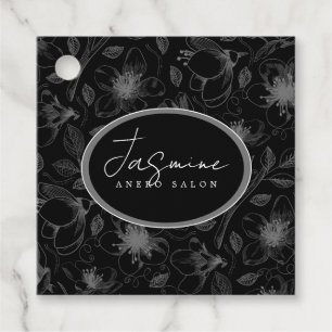 Etiquetas Para Recuerdos Esquema floral esbozado Código QR Gris/Blk ID939