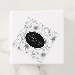 Etiquetas Para Recuerdos Esquema floral esbozado Código QR gris/qué ID939