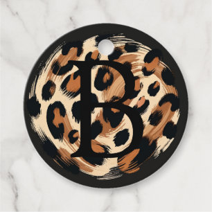 Etiquetas Para Recuerdos Estampado Animal Leopardo Pintado Crema Marrón Neg