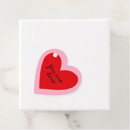 Etiquetas Para Recuerdos Estás aquí, corazón rojo de San Valentín