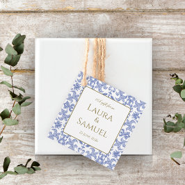 Etiquetas Para Recuerdos Estilo vintage Dusty Blue Patterned