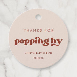 Etiquetas Para Recuerdos Estiloso retro Peach Pink Gracias por pasarse