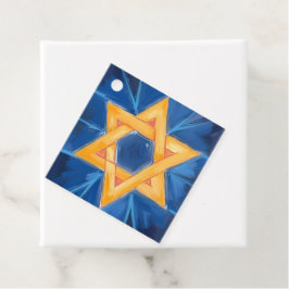 Etiquetas Para Recuerdos Estrella de David Hanukkah Acuarela Azul