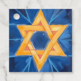 Etiquetas Para Recuerdos Estrella de David Hanukkah Acuarela Azul
