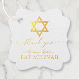 Etiquetas Para Recuerdos Estrella de Oro de David Bat Mitzvah Gracias