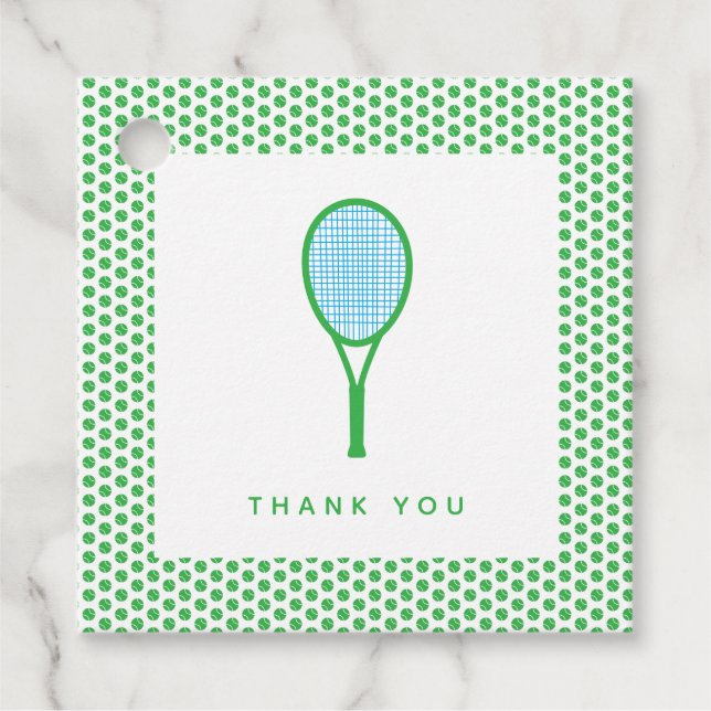 Etiquetas Para Recuerdos Estrella de tenis Fiesta deportivo en verde y azul (Anverso)