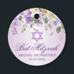 Etiquetas Para Recuerdos Estrella morada floral David Bat Mitzvah Gracias<br><div class="desc">Te agradecemos mucho las etiquetas que Bat Mitzvah da a los clientes. Lavanda acuática,  morado con cruz y diamante falso. Ideal para la ceremonia de chica.</div>