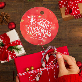 Etiquetas Para Recuerdos Estrella roja deslumbrante Feliz Navidad