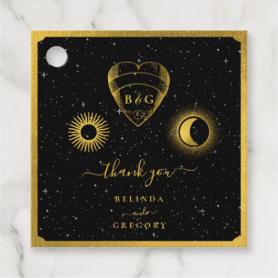 Etiquetas Para Recuerdos Estrellas celestes Boda de oro negro de luna creci