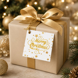 Etiquetas Para Recuerdos Estrellas de Navidad Personalizadas en Dorado