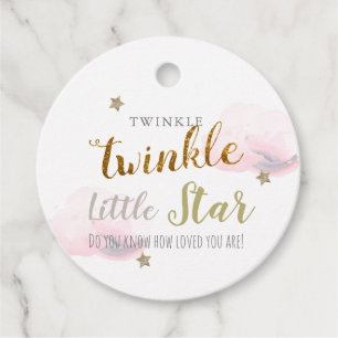Etiquetas Para Recuerdos Estrellas de oro y nubes rosadas Baby Shower Graci