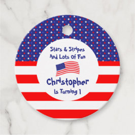 Etiquetas Para Recuerdos Estrellas y rayas primer cumpleaños