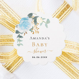 Etiquetas Para Recuerdos Eucalipto azul floral de Baby Shower boy gracias