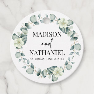 Etiquetas Para Recuerdos Eucalipto verde deja Boda botánico de vegetación