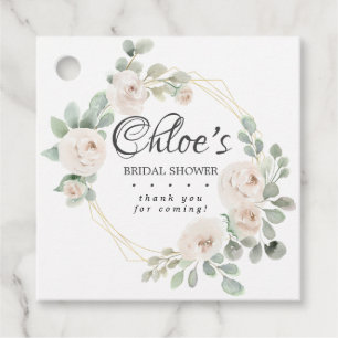 Etiquetas Para Recuerdos Eucalyptus Floral Blanca Bridal Shower Gracias