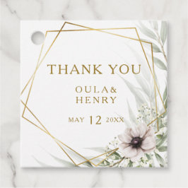 Etiquetas Para Recuerdos Eucalyptus Gold Geometric Gracias A Favor Tags