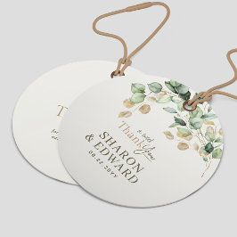 Etiquetas Para Recuerdos Eucalyptus Green Gold Boda Gracias