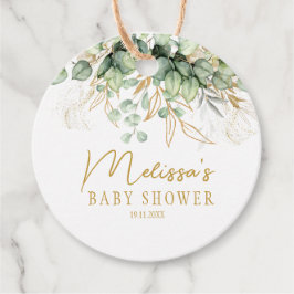 Etiquetas Para Recuerdos Eucalyptus Greenery Green Leaf & Gold Baby Shower