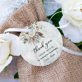 Etiquetas Para Recuerdos Evergreen Winter First Birthday Gracias