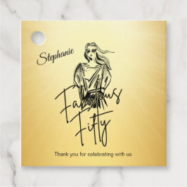 Etiquetas Para Recuerdos Fabulous Fifty Woman Gold Sketch 50 cumpleaños