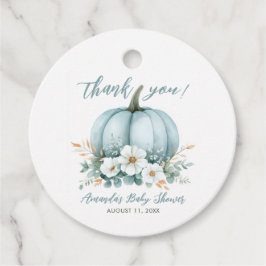Etiquetas Para Recuerdos Fall Blue Pumpkin Floral Eucalyptus Baby Shower