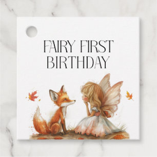 Etiquetas Para Recuerdos Fall Fairy First Birday Gracias con un Fox