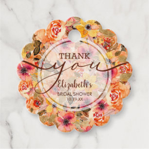 Etiquetas Para Recuerdos Fall Floral Bridal Shower Gracias Por Favor Tags