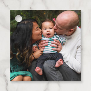 Etiquetas Para Recuerdos Familia personalizada de dos fotos de doble cara