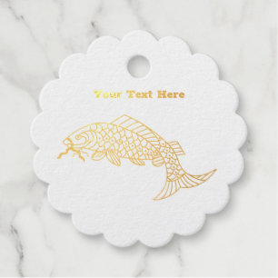 Etiquetas Para Recuerdos Fancy Fantasy Fish Ornate Scales Relieve metalizad
