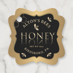 Etiquetas Para Recuerdos Fancy Gold Bebe Honeycomb en Black Honey Tag