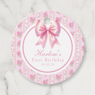 Etiquetas Para Recuerdos Fancy One Pink Coquette Bow First Birday