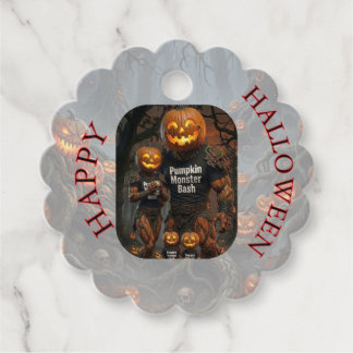 Etiquetas Para Recuerdos Fantasma de Calabaza Monstruo Bash Halloween Graci