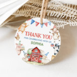 Etiquetas Para Recuerdos Farm Animals Barnyard Birthday Party Round<br><div class="desc">Gracias a sus invitados con estas etiquetas favoritas de los animales de granja lindos,  la adición perfecta a sus regalos fiestas. Personalizable y fácil de imprimir,  le agregarán un detalle sincero a su celebración. 85 BD</div>