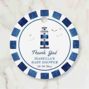 Etiquetas Para Recuerdos Faro de acuarela Baby Shower nautical