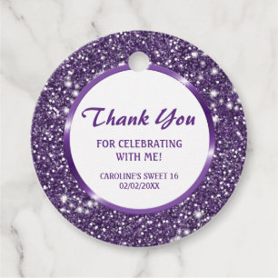 Etiquetas Para Recuerdos Faux Purple Purpurina Textura Aspecto Con Texto Pe