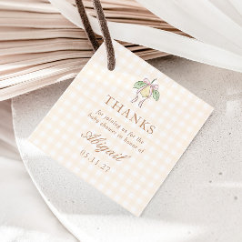 Etiquetas Para Recuerdos Favor de Baby Shower con Limón Rosa y Amarillo