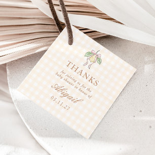 Etiquetas Para Recuerdos Favor de Baby Shower con Limón Rosa y Amarillo