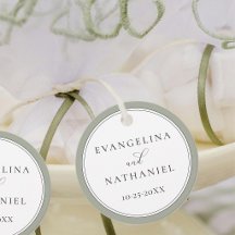 Favor de Boda Clásico Elegante Script Blanco Verde