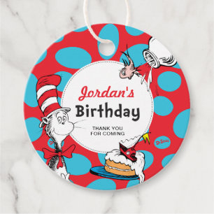 Etiquetas Para Recuerdos Favor de cumpleaños del gato Dr. Seuss en el sombr